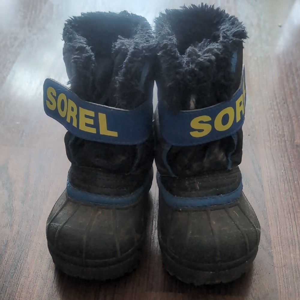 Sorel Kids' Boots in Black and Blue with Yellow Accents